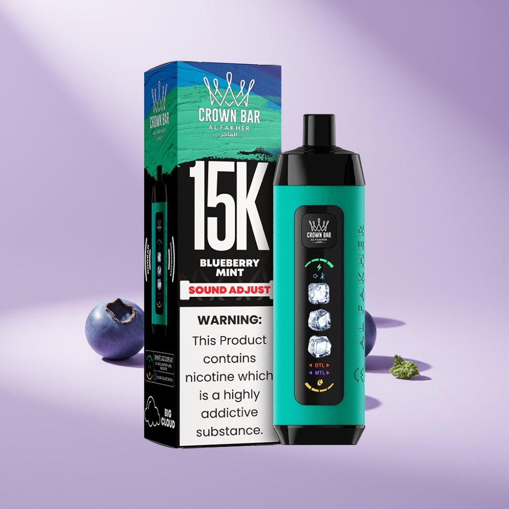 Al Fakher 15k Ice Adjust Clouds Disposable Device Bosbes Munt 22ml 850mAh