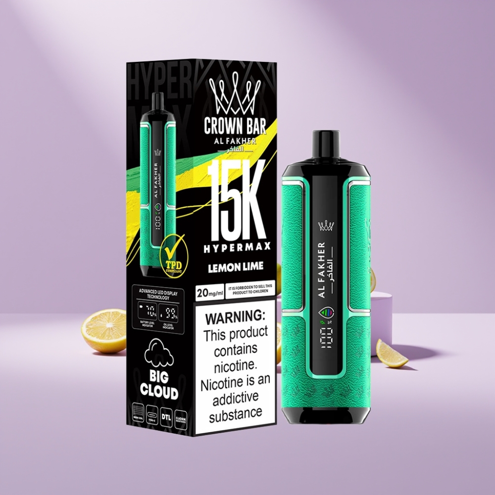 Al Fakher Crown Bar 15K Hypermax Disposable Vape Kit Citroen Limoen & 22ml