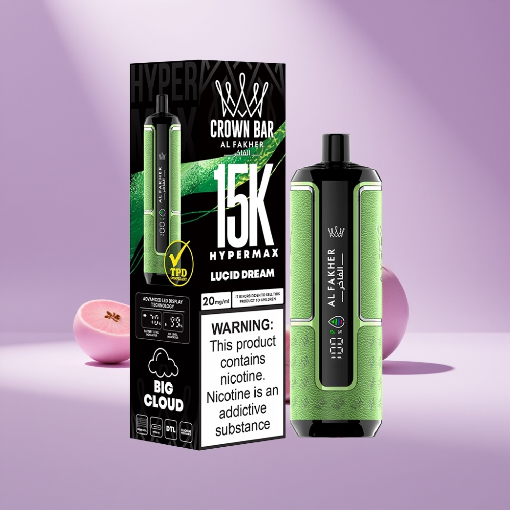 Al Fakher Crown Bar 15K Hypermax Disposable Vape Kit Helder Dromen 22ml 600mAh
