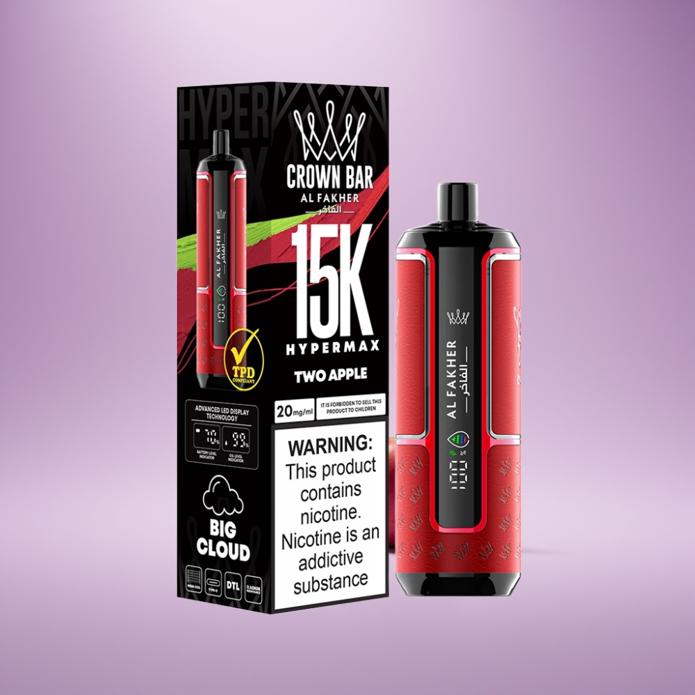 Al Fakher Crown Bar 15K Hypermax Disposable Vape Kit Twee Appel – 22ml, 15.000 puf
