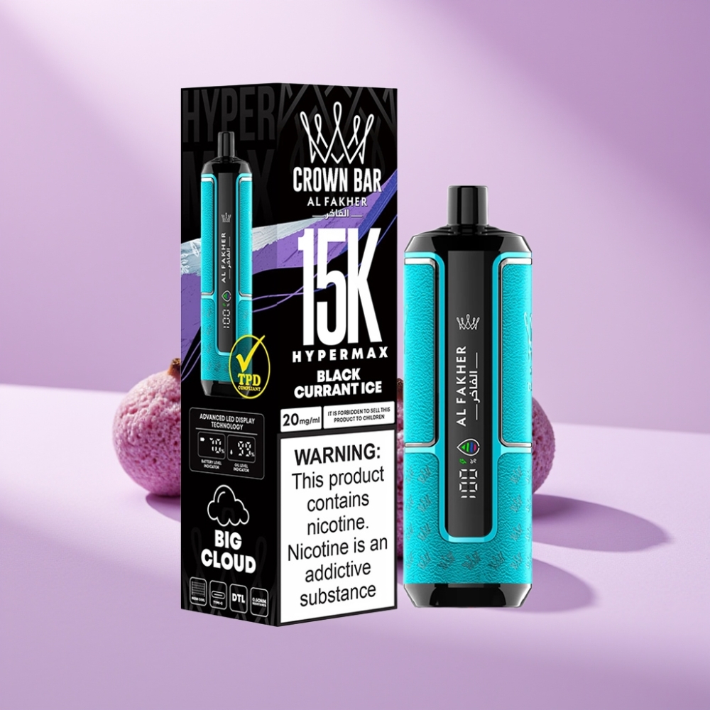 Al Fakher Crown Bar 15K Hypermax Disposable Vape Kit Zwarte Bes IJs - 22ml, 15000 pufs