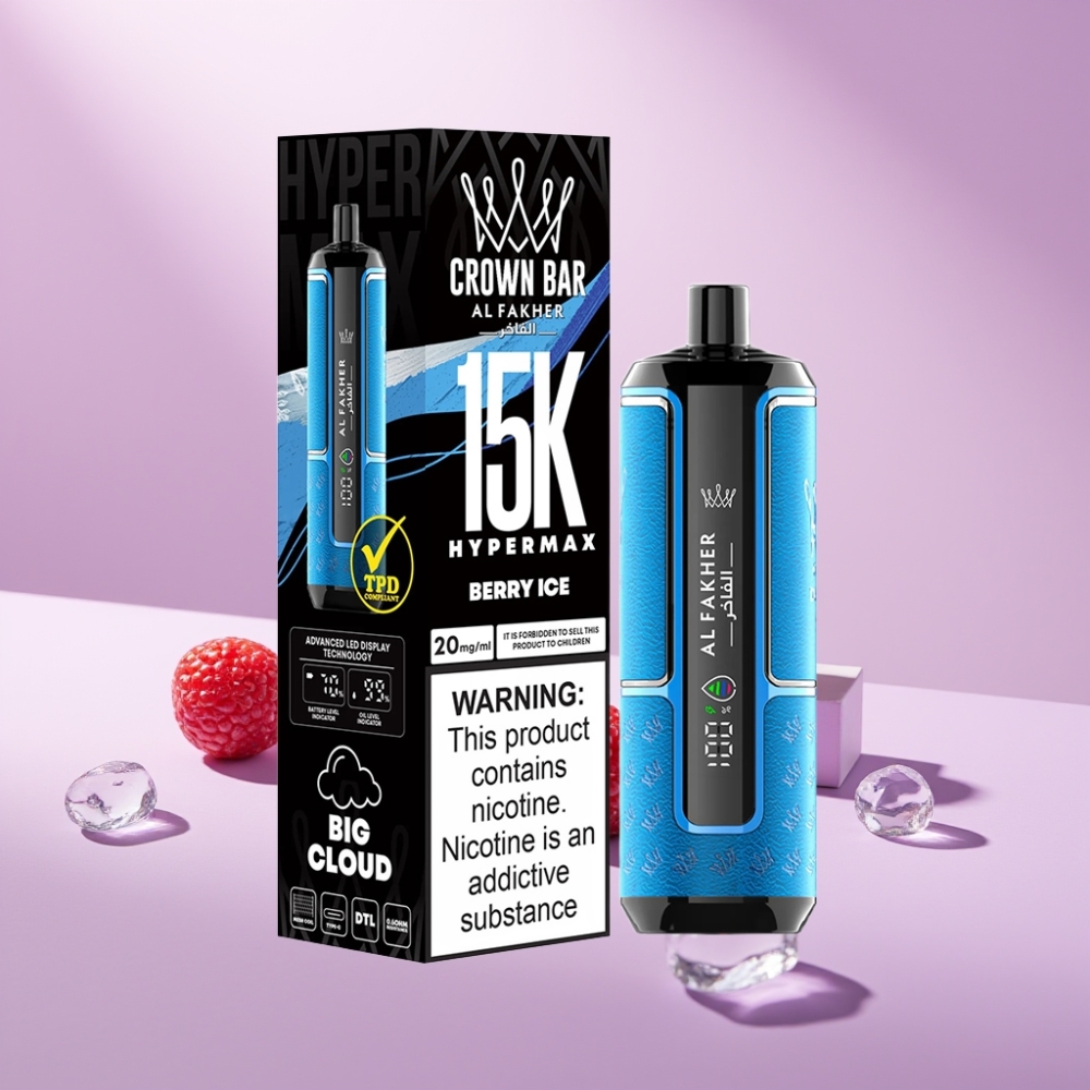 Al Fakher Crown Bar 15K Hypermax Wegwerp Vape Kit Bes Ice – 22ml, 15.000 puffjes