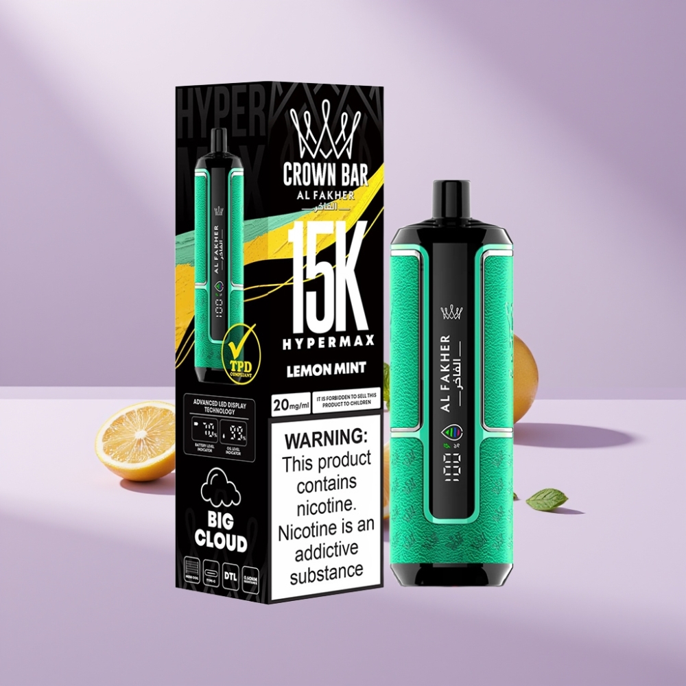 Al Fakher Crown Bar 15K Hypermax Wegwerp Vape Kit Citroen Munt 22ml 15.000 puffjes