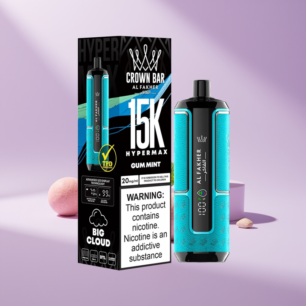 Al Fakher Crown Bar 15K Hypermax Wegwerp Vape Kit Gum Munt 22ml 15.000 Puffs