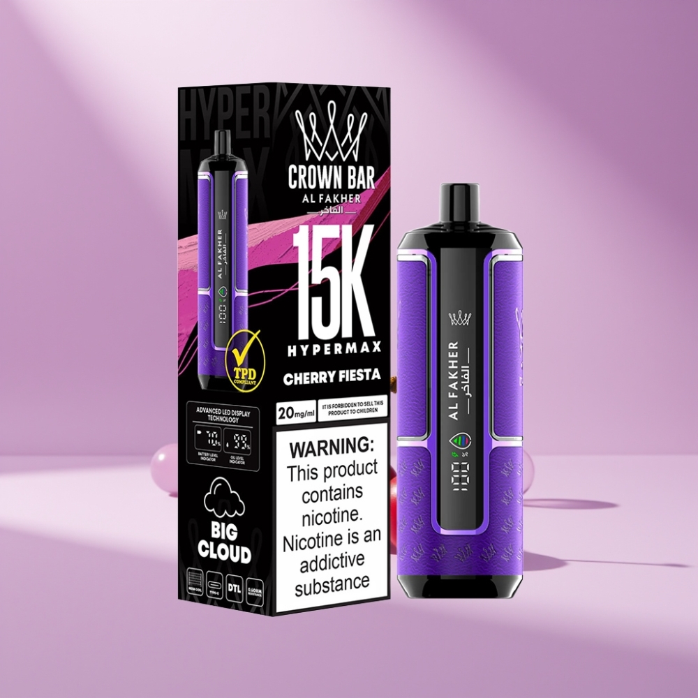 Al Fakher Crown Bar 15K Hypermax Wegwerp Vape Kit Kersenfestijn – 22ml, 15.000 puffen