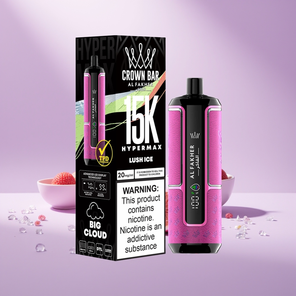 Al Fakher Crown Bar 15K Hypermax Wegwerp Vape Kit Luch IJs 22ml 15.000 Puffjes