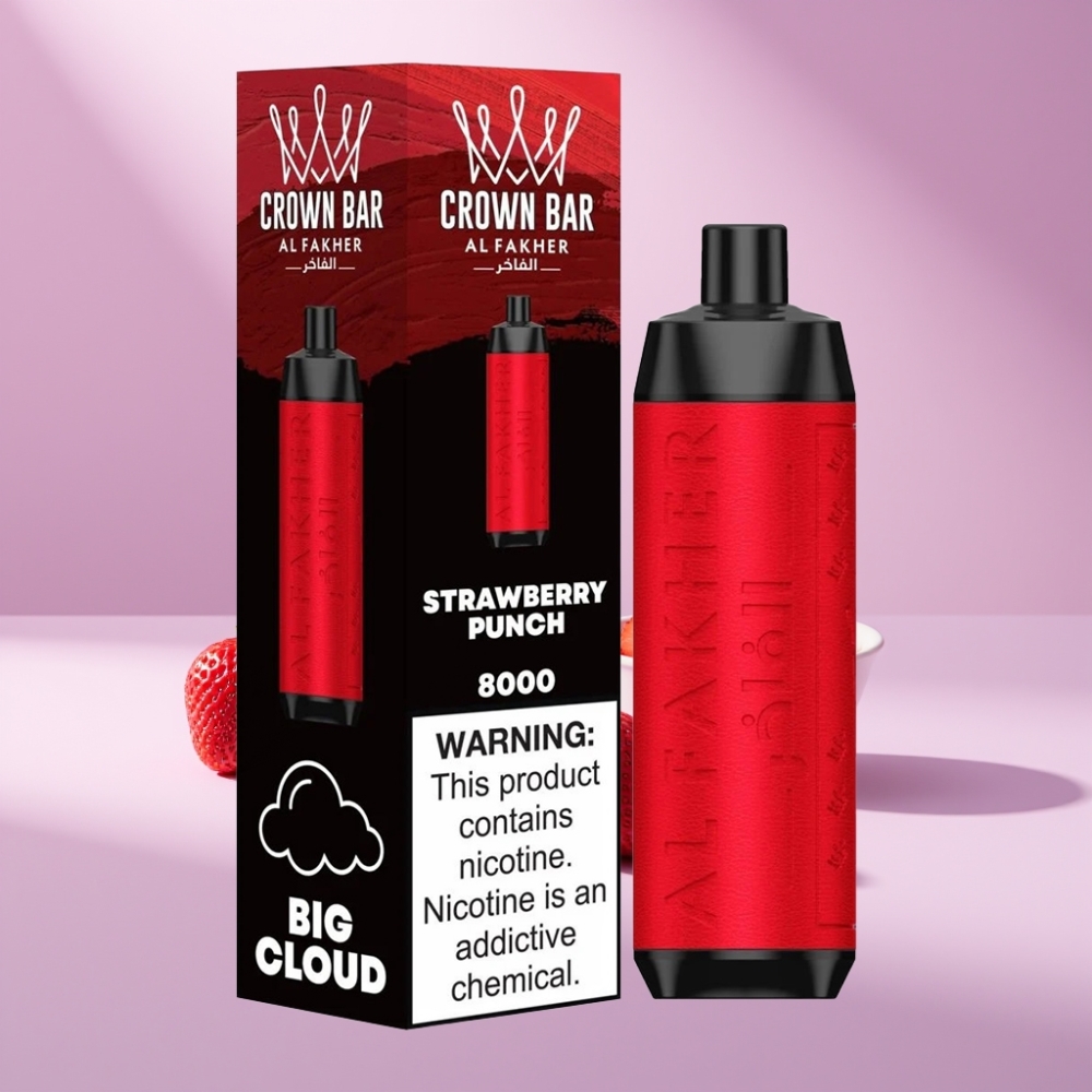 Al Fakher Crown Bar 8000 Crystal Disposable Vape Aardbeien Punch – 18ml & 8000 Puffs
