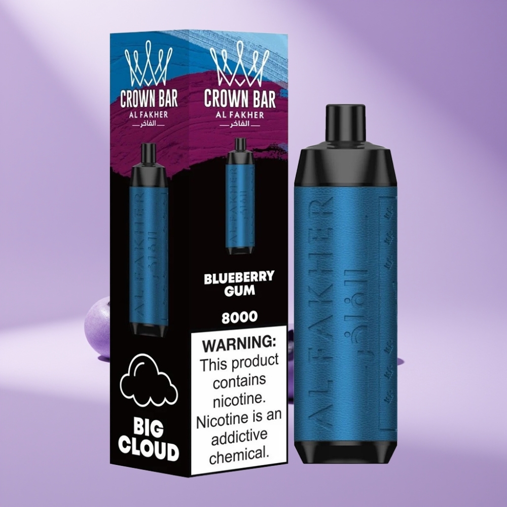 Al Fakher Crown Bar 8000 Crystal Disposable Vape Blauwe Bommen Kauwgom & 18ml