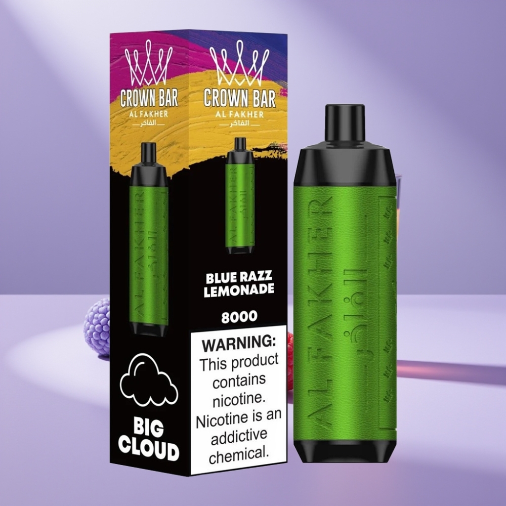 Al Fakher Crown Bar 8000 Crystal Disposable Vape Blauwe Framboos Limonade 18ml/600mAh