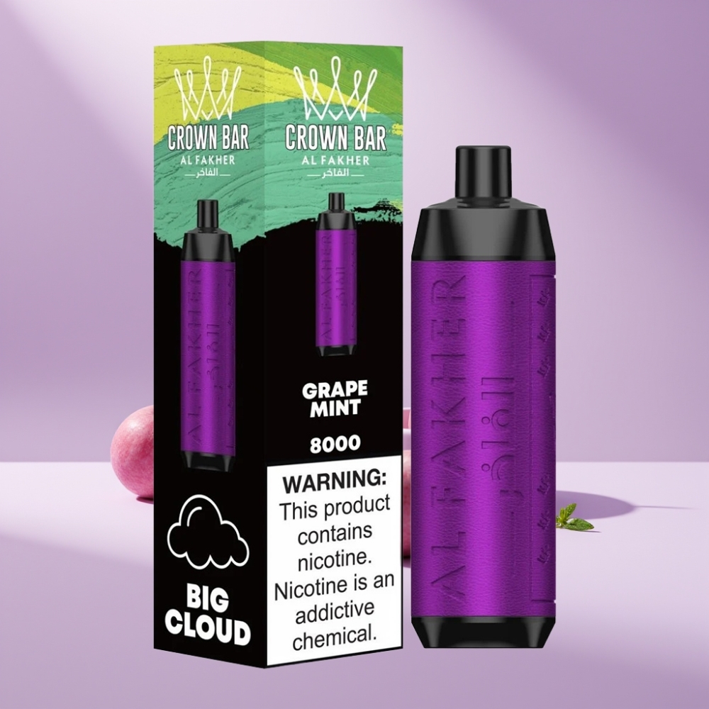 Al Fakher Crown Bar 8000 Crystal Disposable Vape Druiven Munt 18ml 8000 Puffs