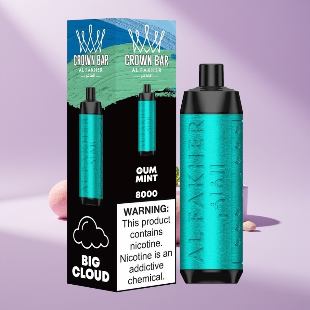 Al Fakher Crown Bar 8000 Crystal Disposable Vape Gum Munt – 18ml, 8000 Puffs