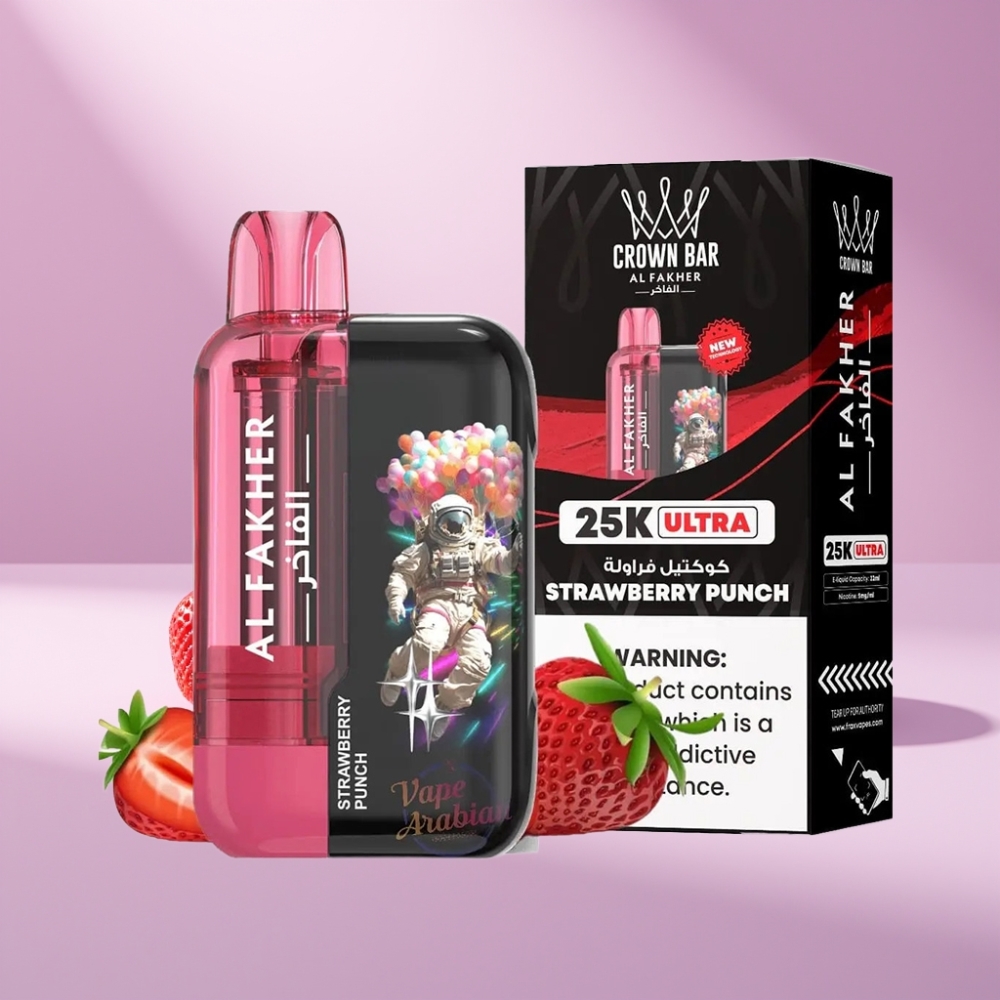 Al Fakher Crown Bar Ultra 25K Disposable Vape Aardbeien Punch & 22ml