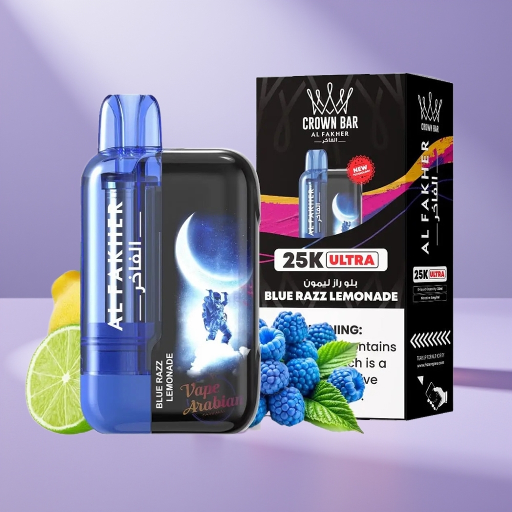 Al Fakher Crown Bar Ultra 25K Disposable Vape Blauwe Frambozenlimonade 22ml 50mg/ml