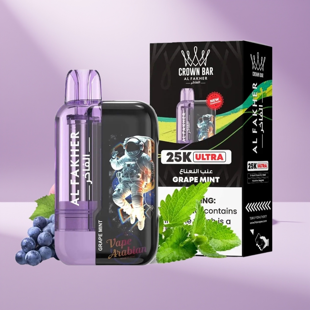 Al Fakher Crown Bar Ultra 25K Disposable Vape Druiven Munt 22ml 300mAh