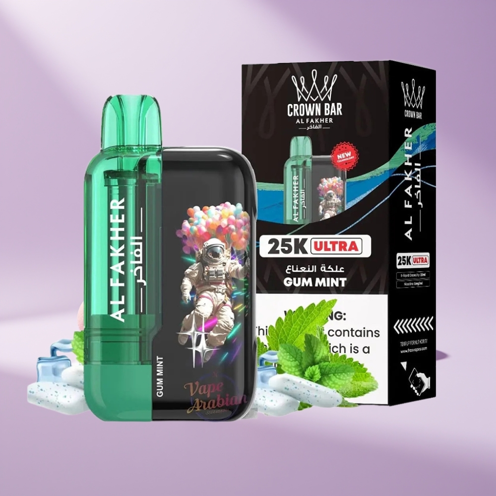 Al Fakher Crown Bar Ultra 25K Disposable Vape Kauwgom Munt 22ml 50mg/ml