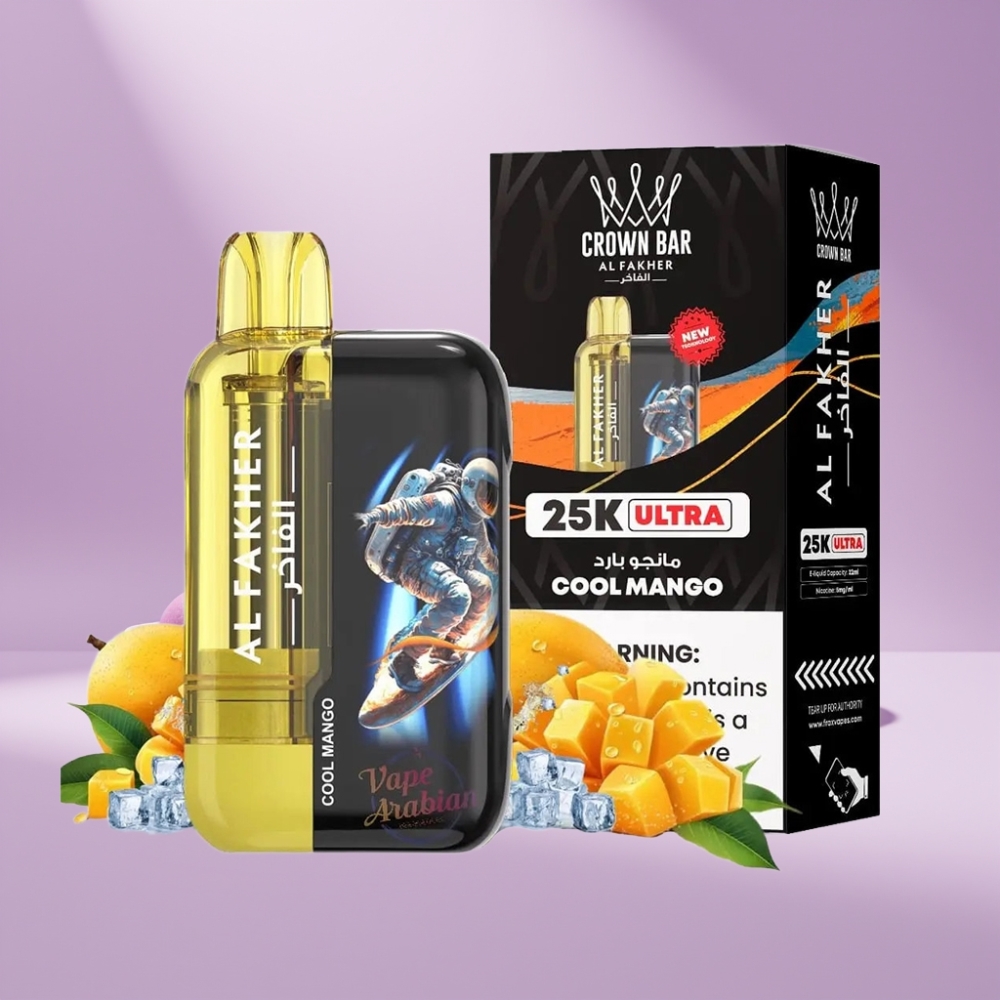 Al Fakher Crown Bar Ultra 25K Disposable Vape Koel Mango 22ml 50mg/ml