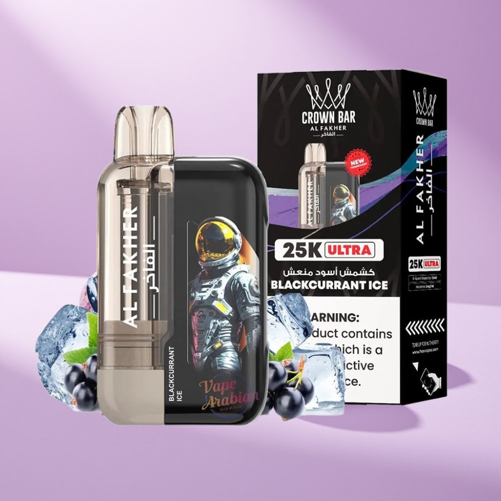 Al Fakher Crown Bar Ultra 25K Disposable Vape Zwarte Bes IJs 22ml 50mg/ml