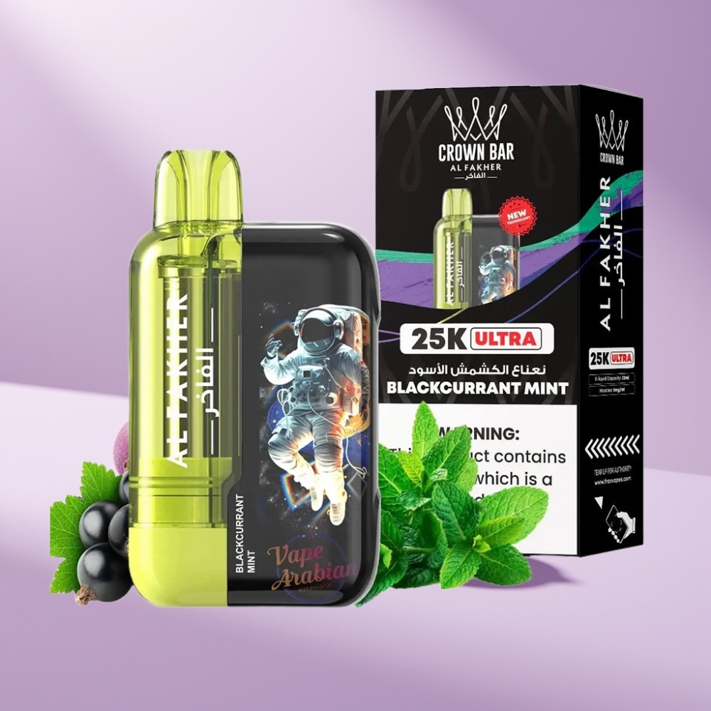 Al Fakher Crown Bar Ultra 25K Disposable Vape Zwarte Bes Munt 22ml 50mg/ml