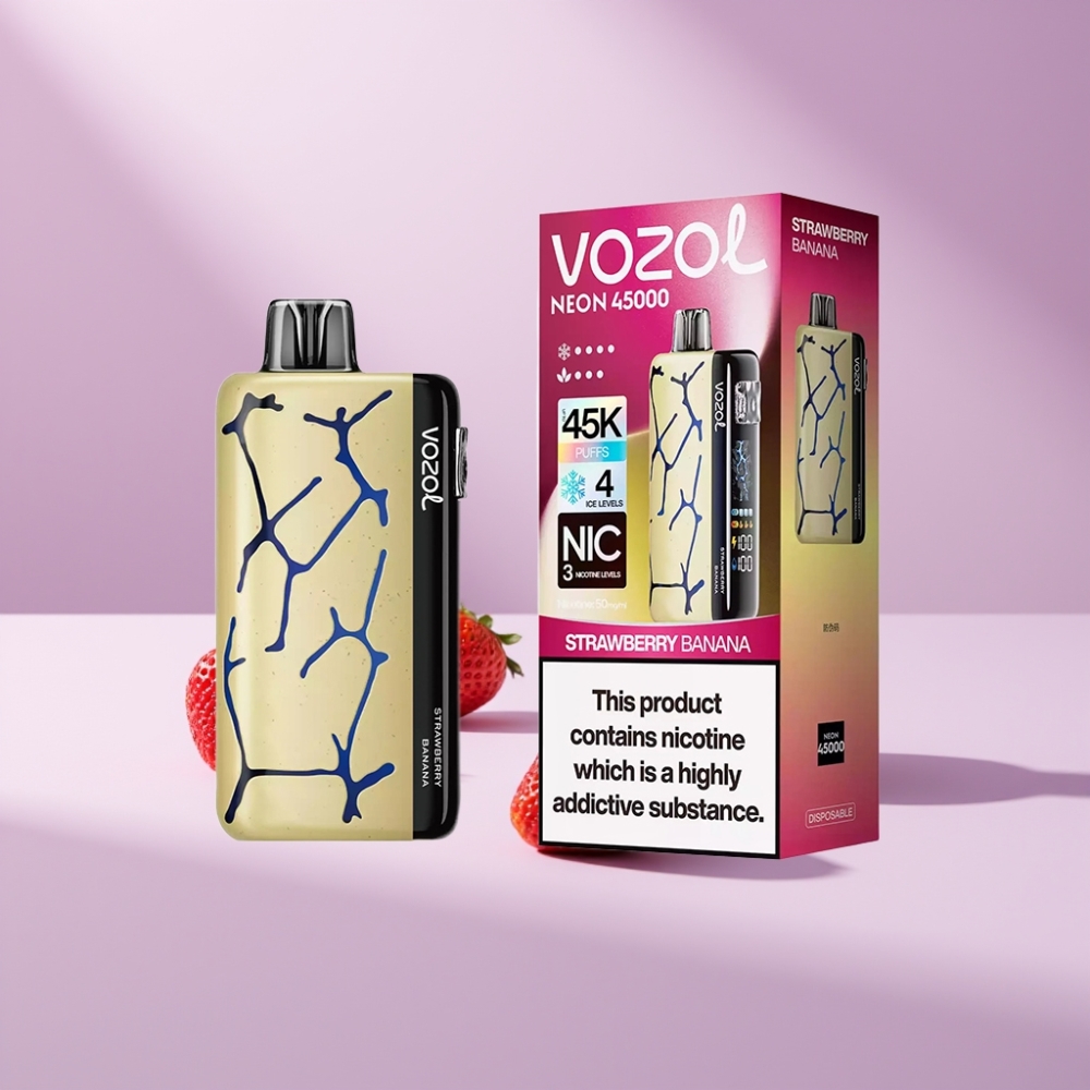 Vozol Neon 45K 45000 Puffs Disposable Vape Aardbei Banaan 50mg 20ml