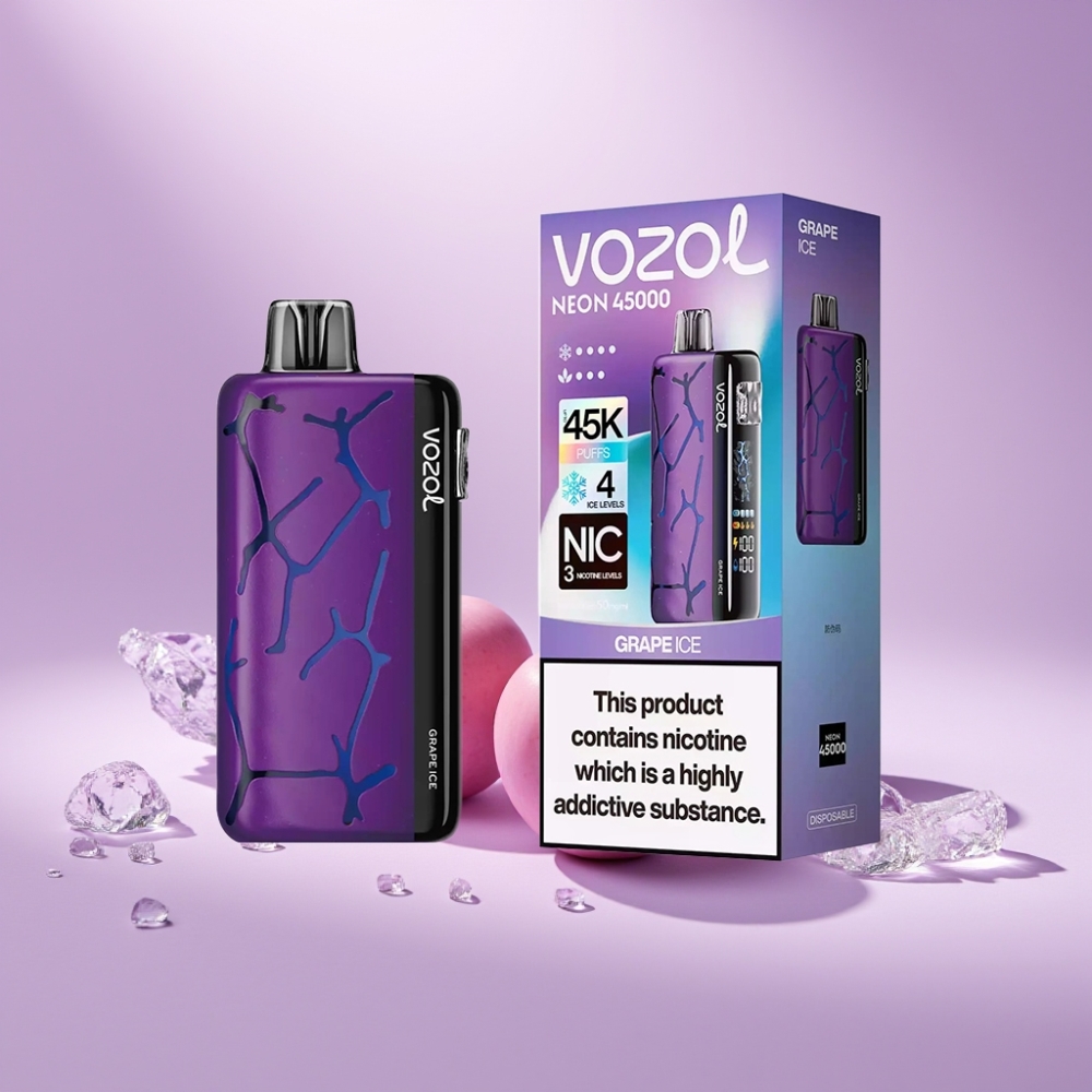 Vozol Neon 45K 45000 Puffs Disposable Vape Druiven IJs 20ml