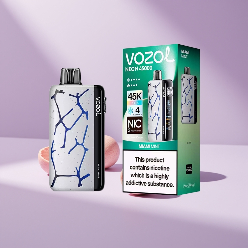 Vozol Neon 45K 45000 Puffs Disposable Vape Miami Munt 20ml 50mg