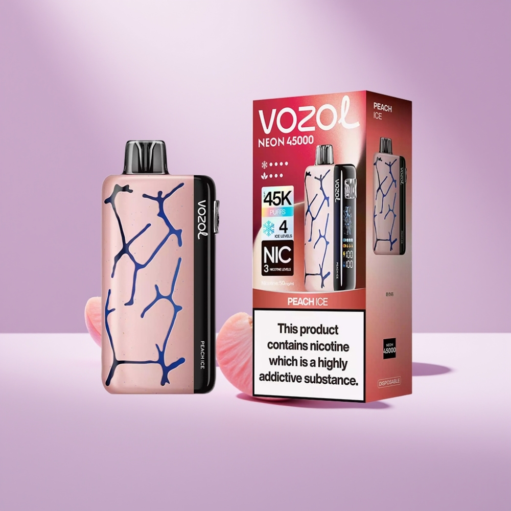 Vozol Neon 45k Disposable Vape Perzik Ice 20ml 800mAh