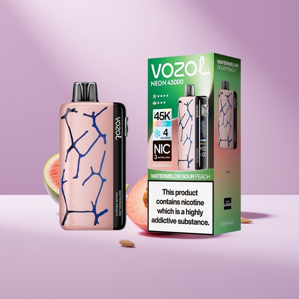 Vozol Neon 45k Watermeloen Zure Perzik 20ml Mesh Coil